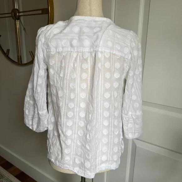 LOFT Boho Style Long Sleeve White Blouse Size Small - Picture 4 of 6